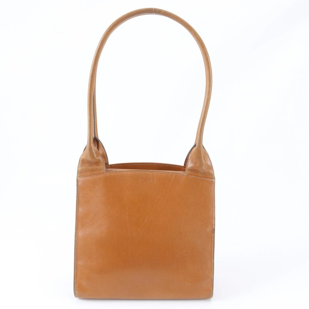 Vintage Loewe leather shoulder bag, tote handbag, brown, brand name, women's.